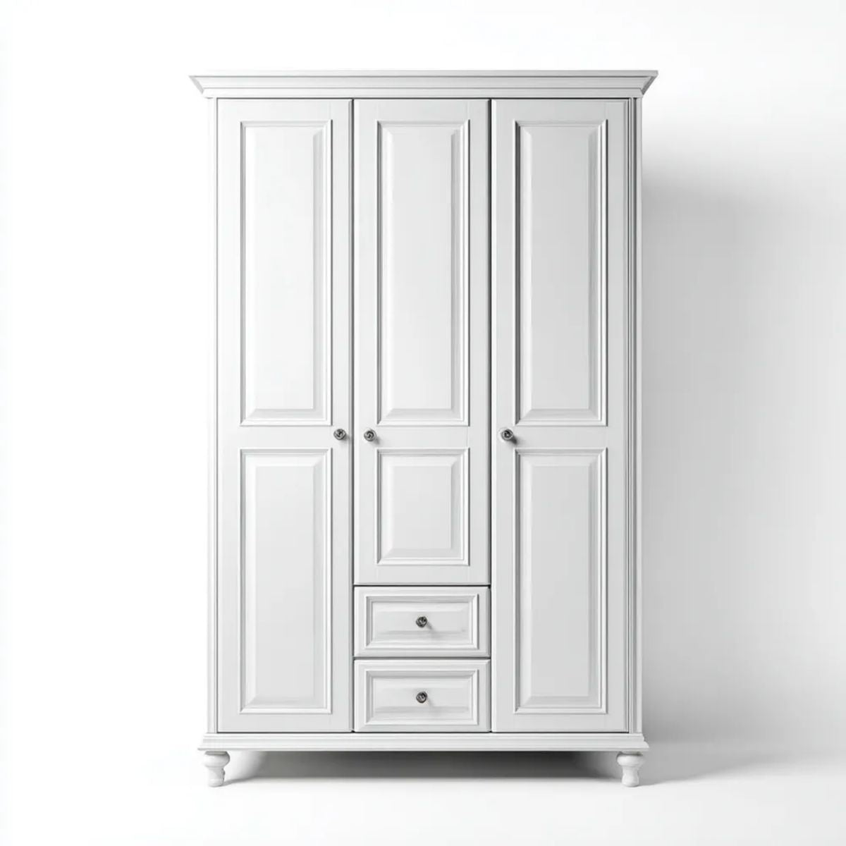 Szafa, Szafka Białego pokoju w MDF z 3 drzwiami i 2 szufladami, 150 x 60 x 210 cm