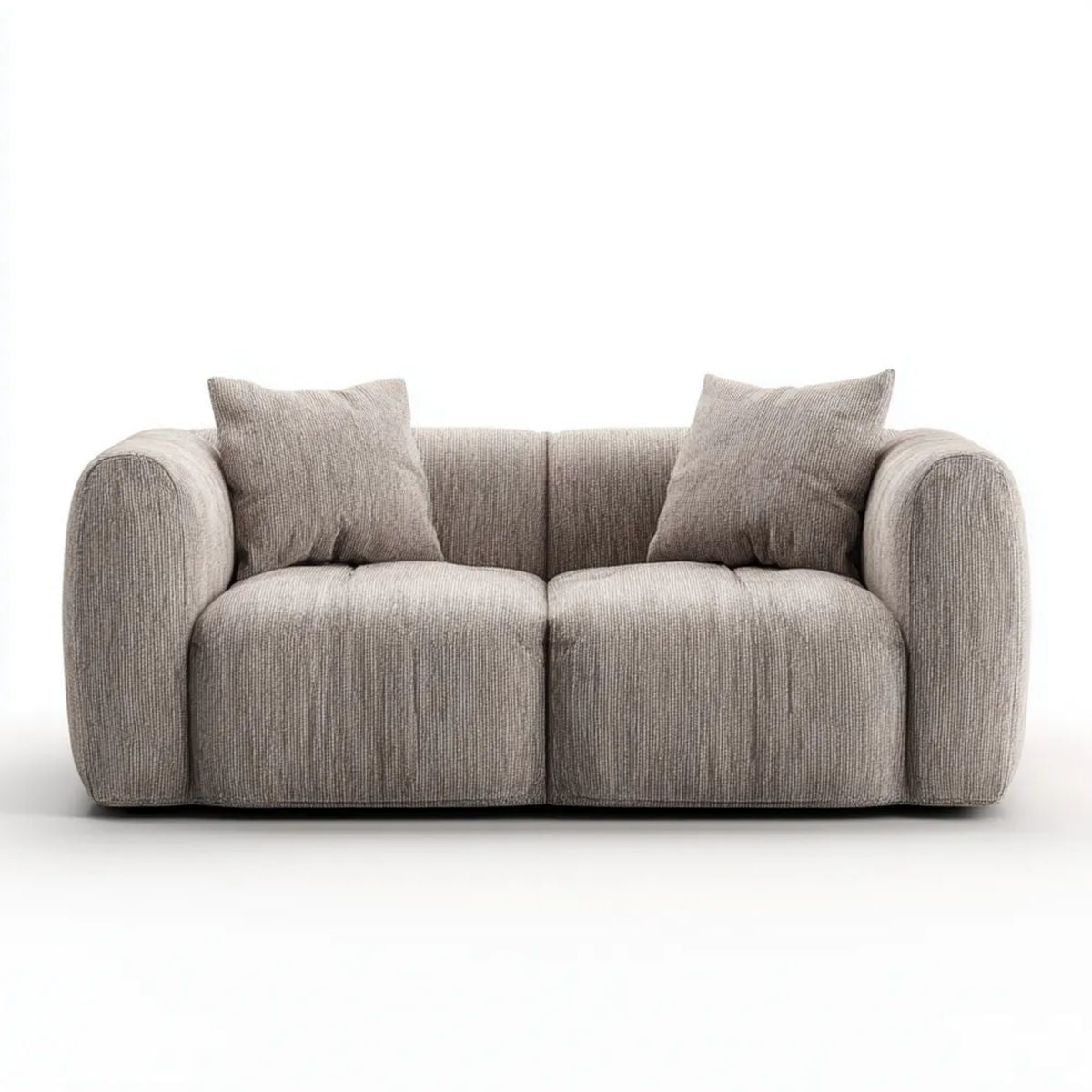 Sofa, 2-osobowa do włosów Beżowy fotel w poliestrowej szenilii żebrowanej, 180 x 95 x 75 cm