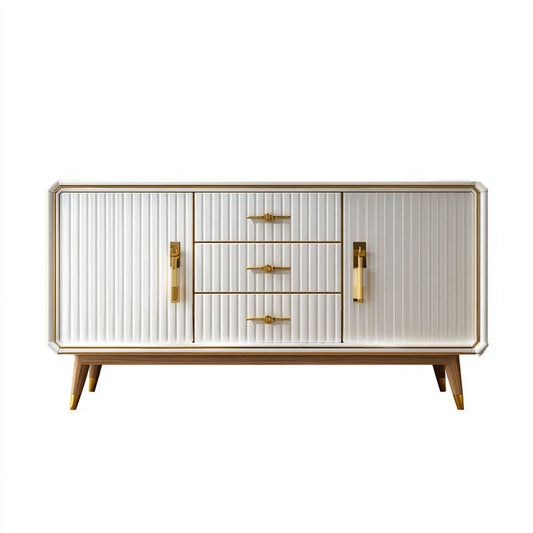 Witryna, Biała i złoty salon z 2 drzwiami i 3 szufladami w MDF 160 x 40 x 85 cm