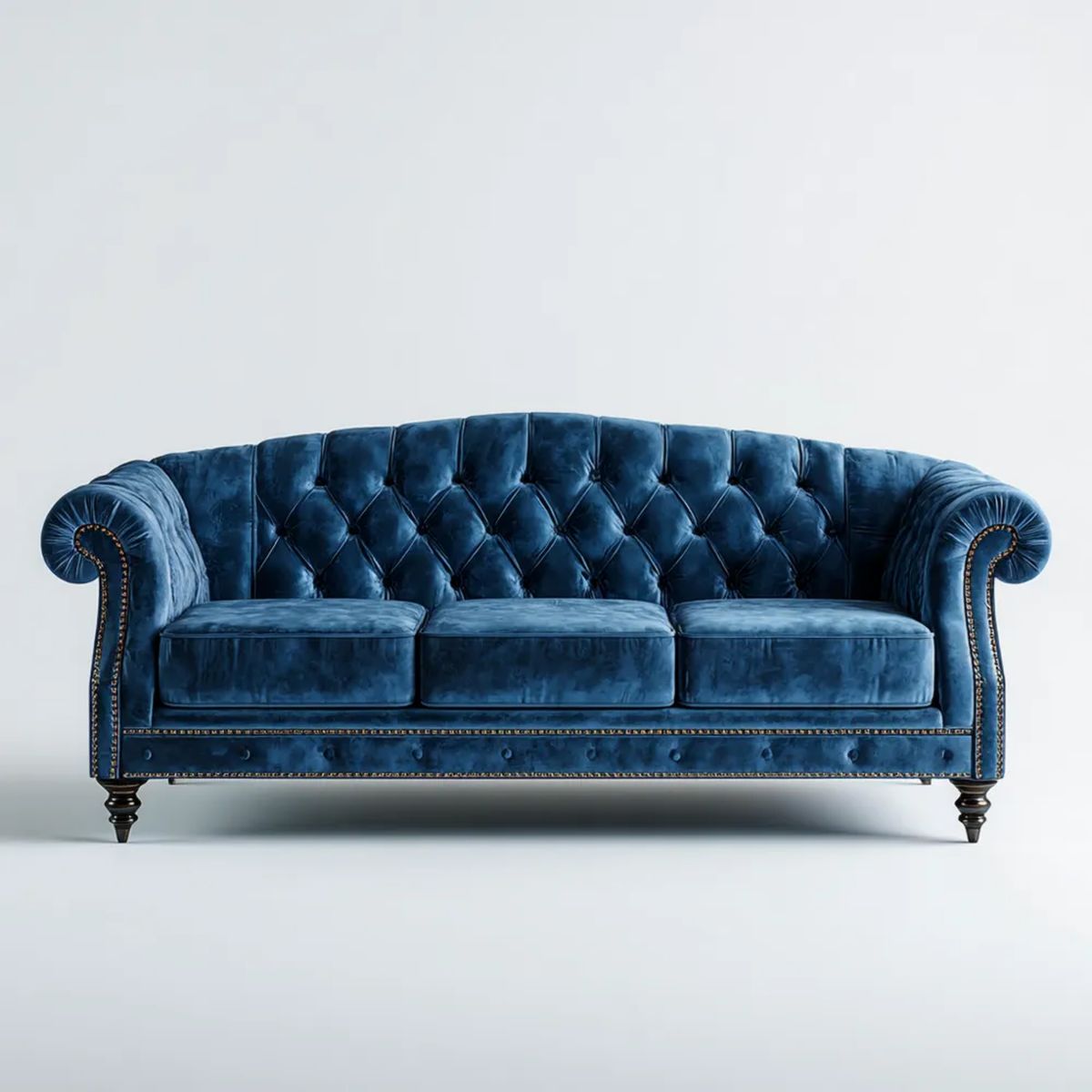 Sofa, Chesterfield 3 Bethleseater Bethlenavy Niebieski poliester Bethlevelvet bethlesofa 225 x 90 x 78 cm