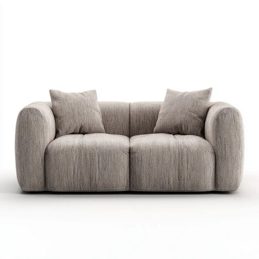 Sofa, 2-osobowa do włosów Beżowy fotel w poliestrowej szenilii żebrowanej, 180 x 95 x 75 cm