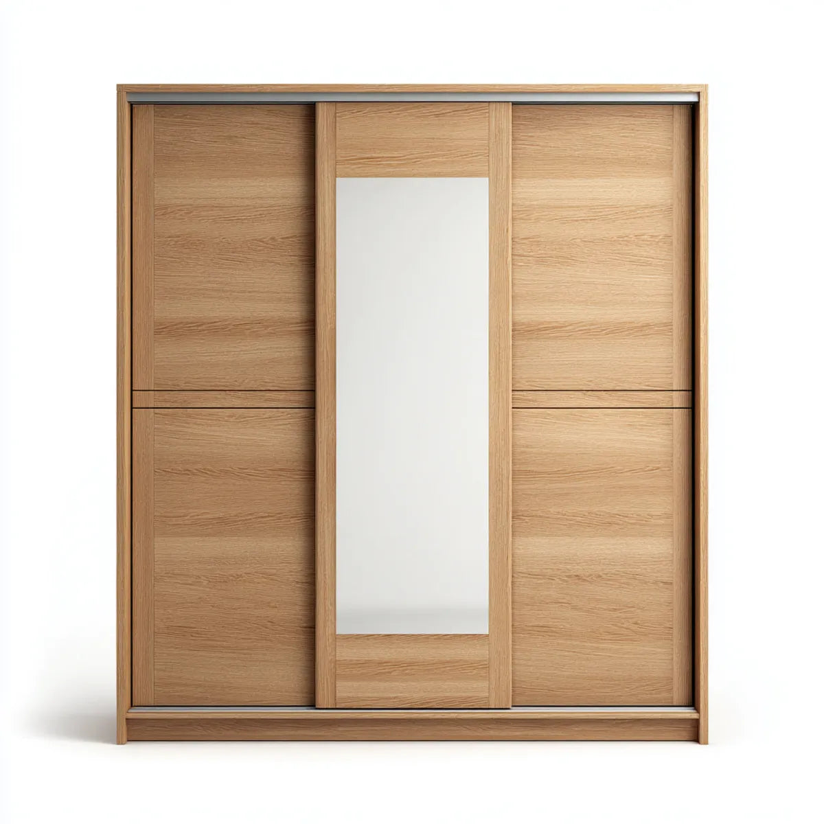 Szafa, Pływająca szafa drzwi Dąb naturalny kolory z lusterkiem 180 x 60 x 220 cm drewna oparte prostokątne