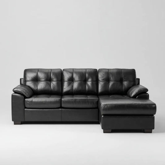 Sofa, 4-osobowa fixed narożnik fixethof z szezlongiem na prawo w kolorze czarnym fixyphytical skelle, 280 x 165 x 90 cm