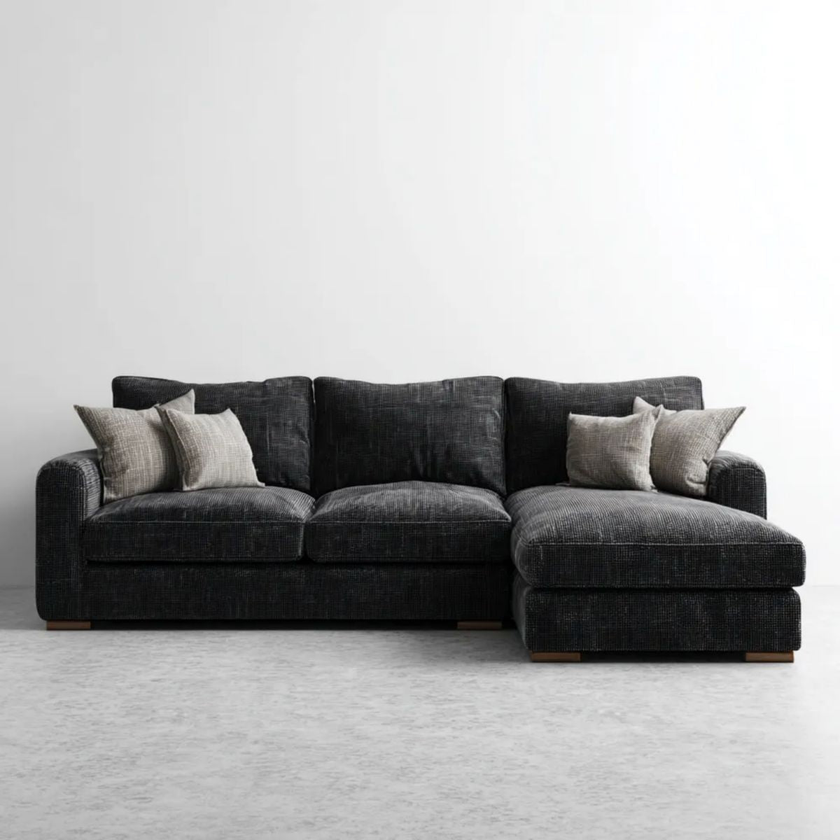 Sofa, 4-osobowa prostokątna fotel w antracycie tkanina, 280 x 170 x 85 cm