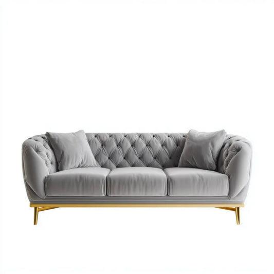Sofa, 3-osobowa sofa w szarej samogłoski z metalową stopą, 220 x 90 x 78 cm