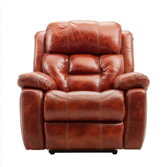 Fotel, Brązowa skóra lakierowana wyprostowana relaksujący fotel PU 98 x 92 x 102 cm