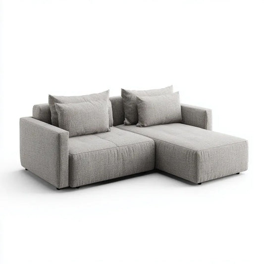 Sofa, 3-osobowa sofa z syrop z syrop z korpusów w kolorze szarym tkaniny, 220 x 150 x 85 cm